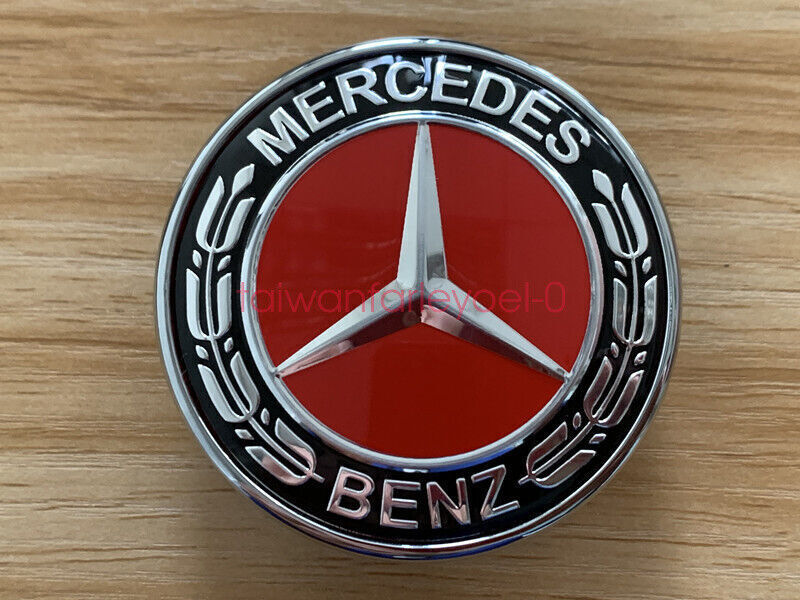 RED FOR Mercedes Benz W204 A0008171701 Hood Flat Laurel Wreath Badge Emblem