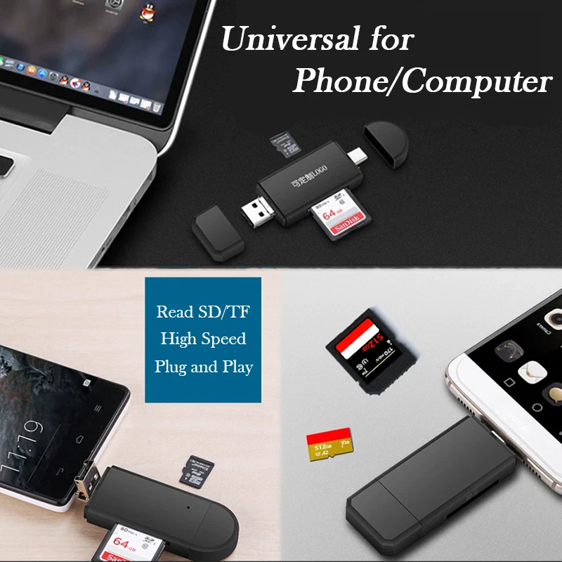 Memory Card Reader USB 3.0 Type C Micro SD TF OTG Smart Adapter Laptop Computer - Image 4 of 4