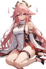 Yae Miko Genshin Impact Waifu Weatherproof Anime Sticker 6" Car Decal