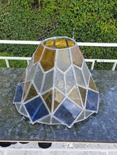 Abat jour vitrail plomb et verres colores