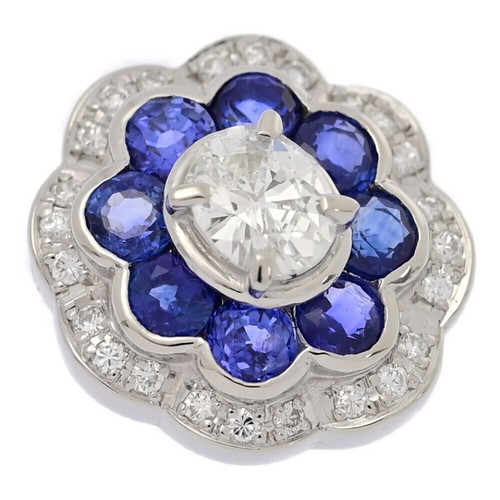 0.41ct/FD:0.17ct/Sri Lanka Diamond Sapphire Pendant Top/Pt900-4.5g/Platinum/Gift - Picture 8 of 10