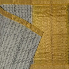 Vintage Gray Sarees 100 Pure Silk Zari Handwoven Premium Sari 5YD Craft Fabric