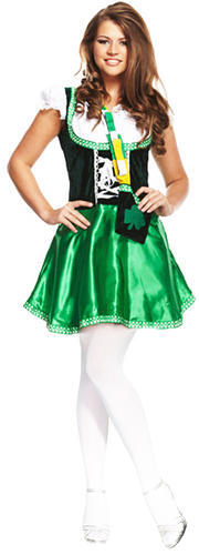 Irish Dress + Tights Ladies Fancy Dress St Patricks Day Womens Costume Outfit image 2