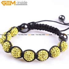 Adjustable Multi Color Pave Disco Ball Beads CZ Crystal Beads Bracelet 6"-8"