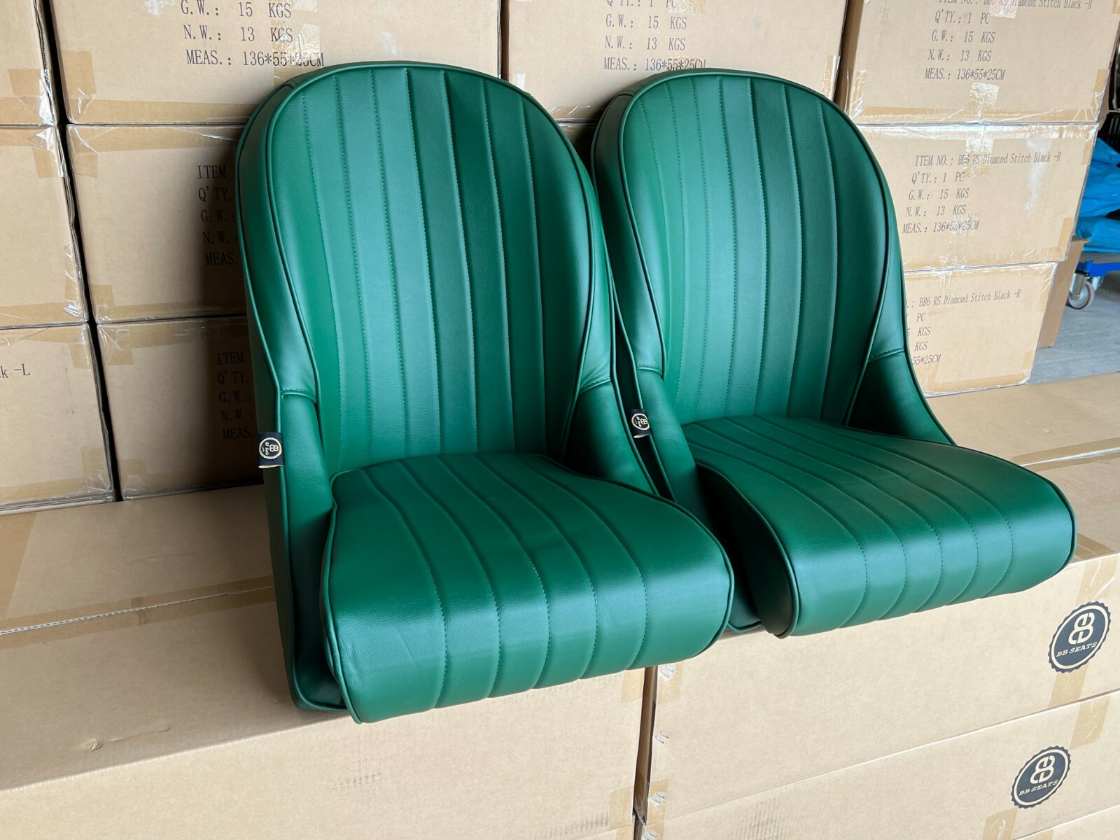 Pair BB Vintage Green Classic Car Bucket Seats Low Back + Universal Runners eBay