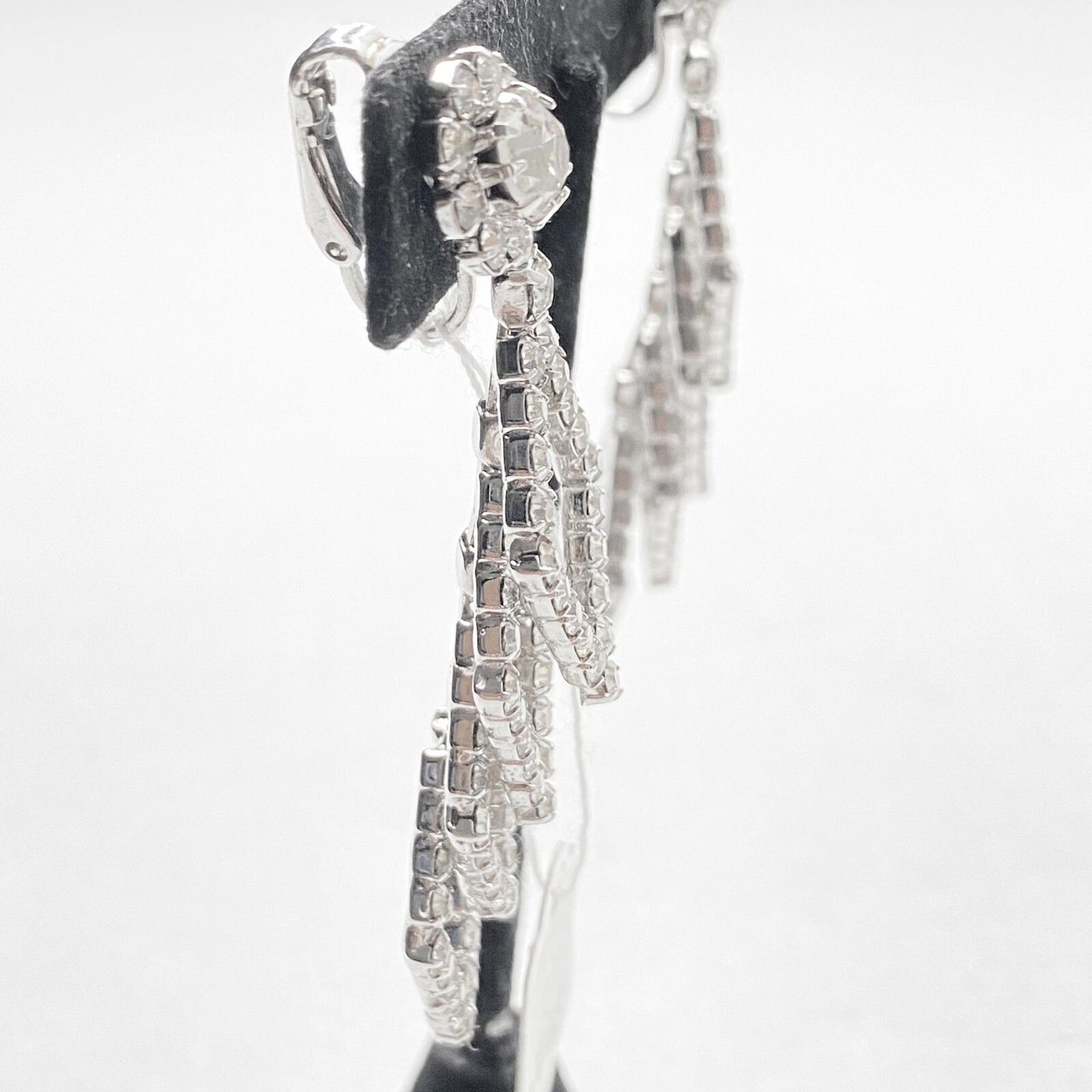 Weiss Dangle Drop Earrings Clear Tiny Rhinestones… - image 2