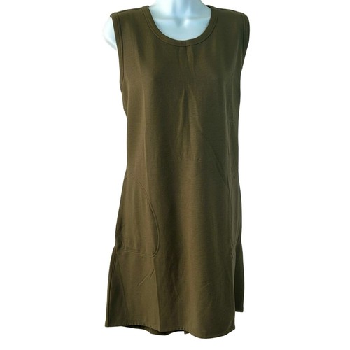 Lilac Bloom Army Green Sleeveless Scoop Neck Sweatshirt Dress with Pockets L NWT