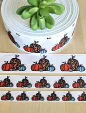5/8, 7/8  1.5" 1 YD Pumpkin Grosgrain Ribbon Jack-O-Lanter Halloween Spooky