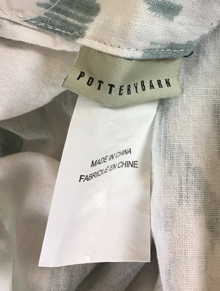 Pottery Barn Blue Teal White IKAT Linen Blend Pillow Sham Set Of 2 - Image 3 of 4