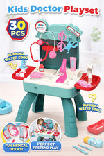 Kids Doctor Playset Medical Table Toy w/Running Water Sink 30PCS Pretend Play 3 