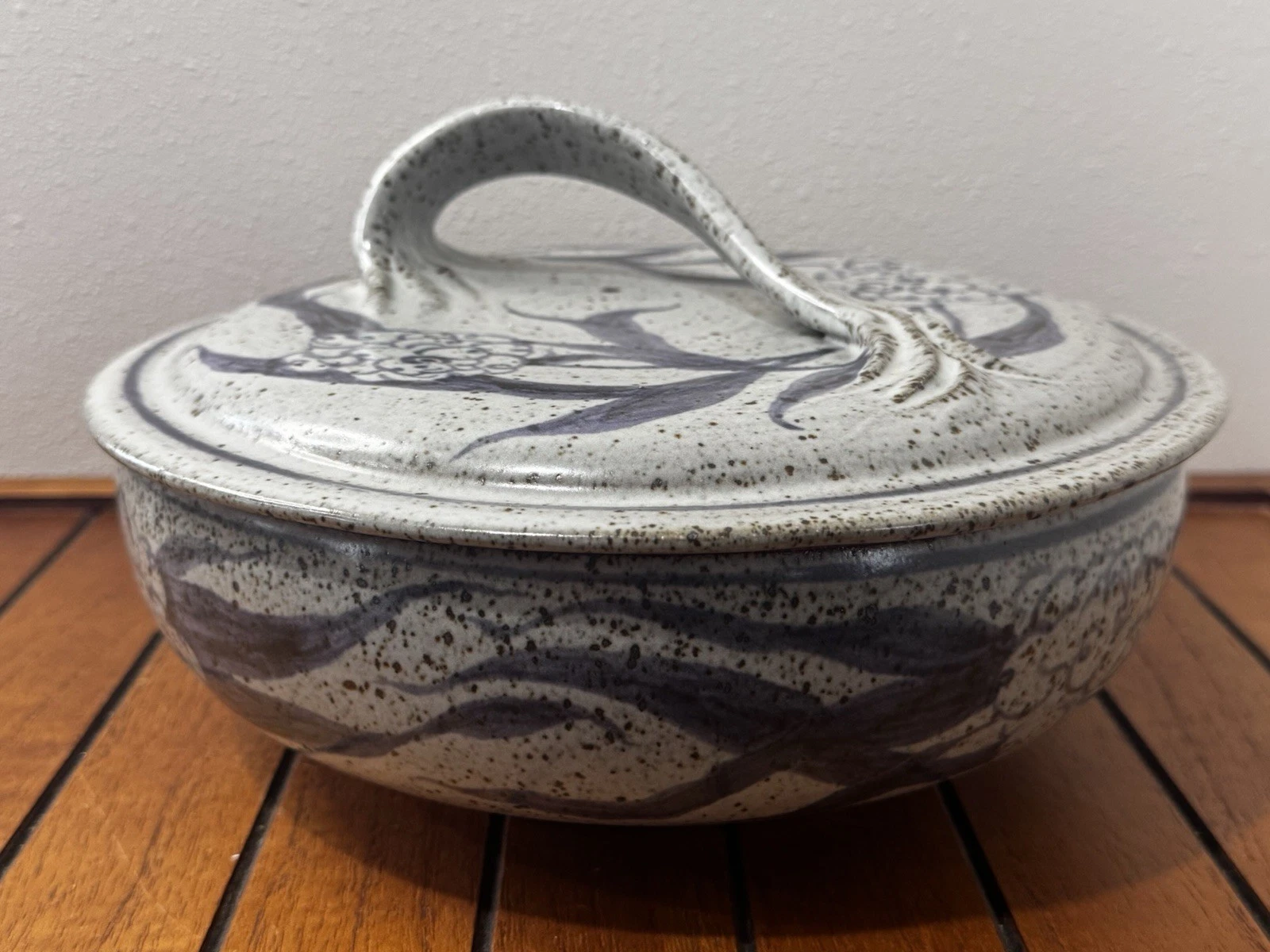 Vintage Handmade Studio Pottery Tube Cake / Bundt Baker With Lid