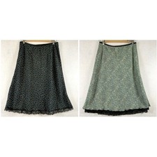 Womens Y2K Reversible Midi Slip Skirt Sz M Whimsigoth Grunge Lace Trim Office