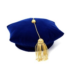 Blue Velvet 8-Sided Doctoral Graduation Tam, Gold Bullion Tassel, Doctorate Cap