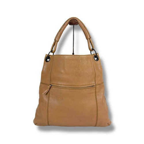 Vintage BOTTEGA VENETA Hobo Shoulder Bag Large Beige Leather USED Authentic