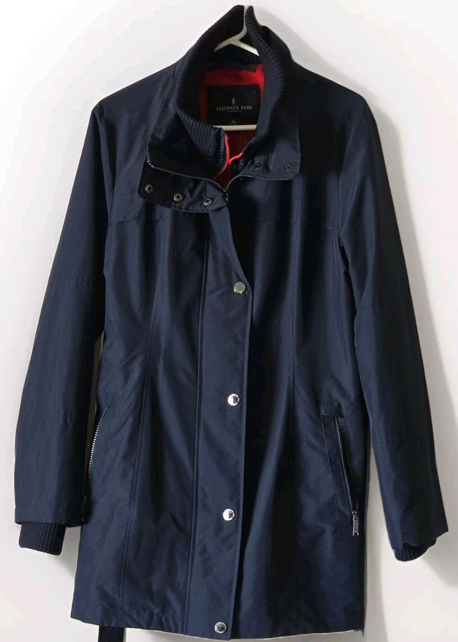 London Fog Lined Long Sleeve Full Zip Men's Blue Jacket Size XL Detachable Hood