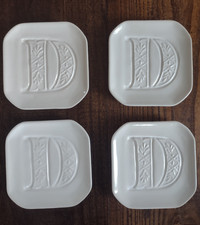 Pottery Barn Letter "D  Initial Monogram A-Z Dishes  NEW, RARE, SET OF 4