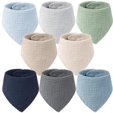 8-Pack Muslin Baby Bandana Drool Bibs   Soft  Absorbent 100 Cotton Teething...
