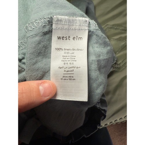 West Elm European Flax Linen Ruffle Sheet Set King Bedsheets Pale Blue - Picture 3 of 6