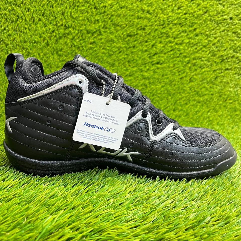 Reebok Equipment NFL Mens Size 7.5 Black Silver Running Outdoor Football Cleats - Image 4 of 4