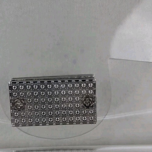 Klare Handtasche Tasche Silber Kette Umhängegurt oder Handtasche dicker Kunststoff Drehverschluss - Bild 7 von 17