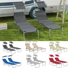 Reclining Sun Loungers Set of 2 Folding Recliners for Garden Patio