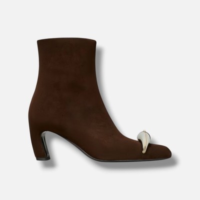 Tory Burch Women's Brown Pierced Heeled Ankle Boot Shoe Size 10M