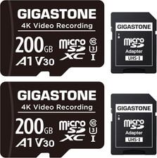 200GB Micro SD Card 2-Pack, A1 V30 4K Video Recording, Compatible with Security