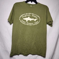 Dogfish Head Craft Brewed Ale Green Shirt Organic Cotton Size M