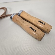 TKO Leather Wood Handle Jump Rope 9ft Fitness Training Vintage USA Made - Like N