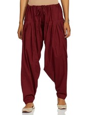 Cotton Women Patiala Salwar Regular Fit Salwar Pants Regular Maroon Free Size