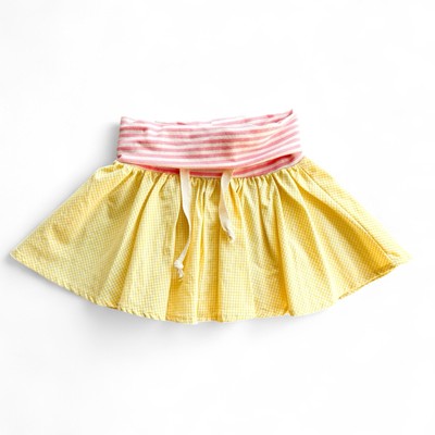 Twirl Skirt Yellow Gingham Pink Stripe Baby Girls 18M Y2K 00s Boutique Summer