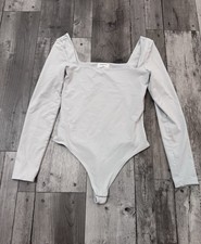 Aritzia Babaton Medium Contour Square Neck Bodysuit Light Gray Sculpt