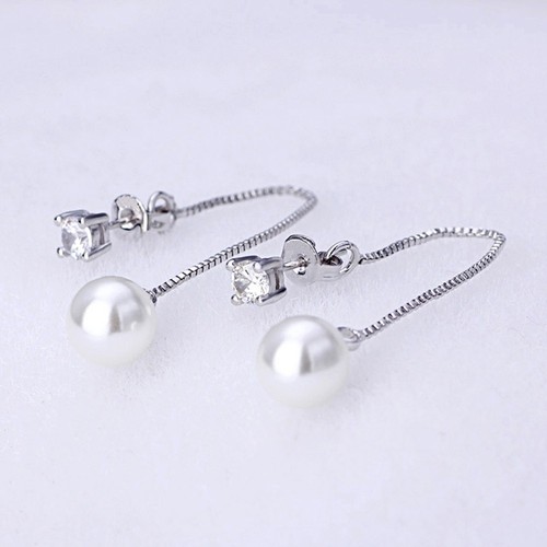 Timeless Silver Plated Pearl Earrings with Long Tassel for Any Occasion