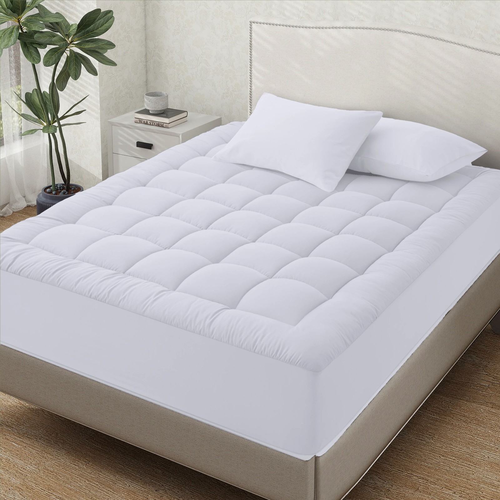 Cooling Mattress Pad Quilted Fitted Mattress Cover 8-21 Deep Pocket
