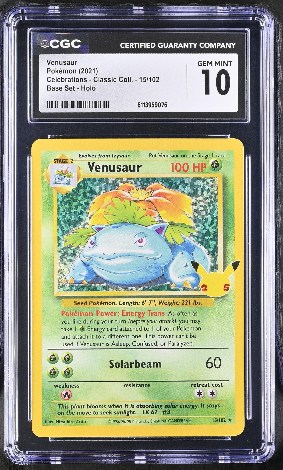 Venusaur 15/102 Celebrations Classic Collection Pokemon CGC 10 Gem Mint