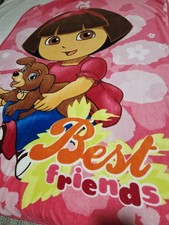 Dora Explorer Fleece Blanket Y2k Nickelodeon Dog Best friends Pink 49x60 Trow