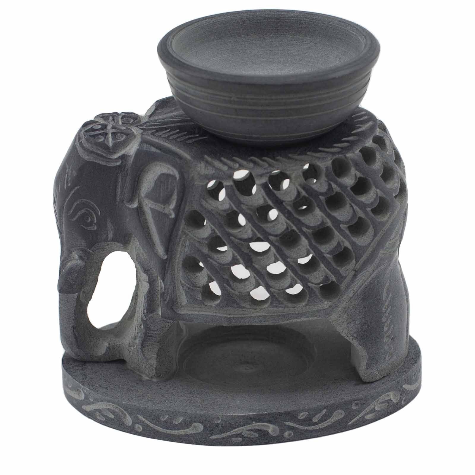 Soapstone Oil Burner 10 5cm - Standing Elephant Burners