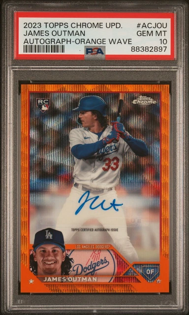 2023 Topps Chrome Update Autograph James Outman #ACJOU Orange Wave Ref PSA 10