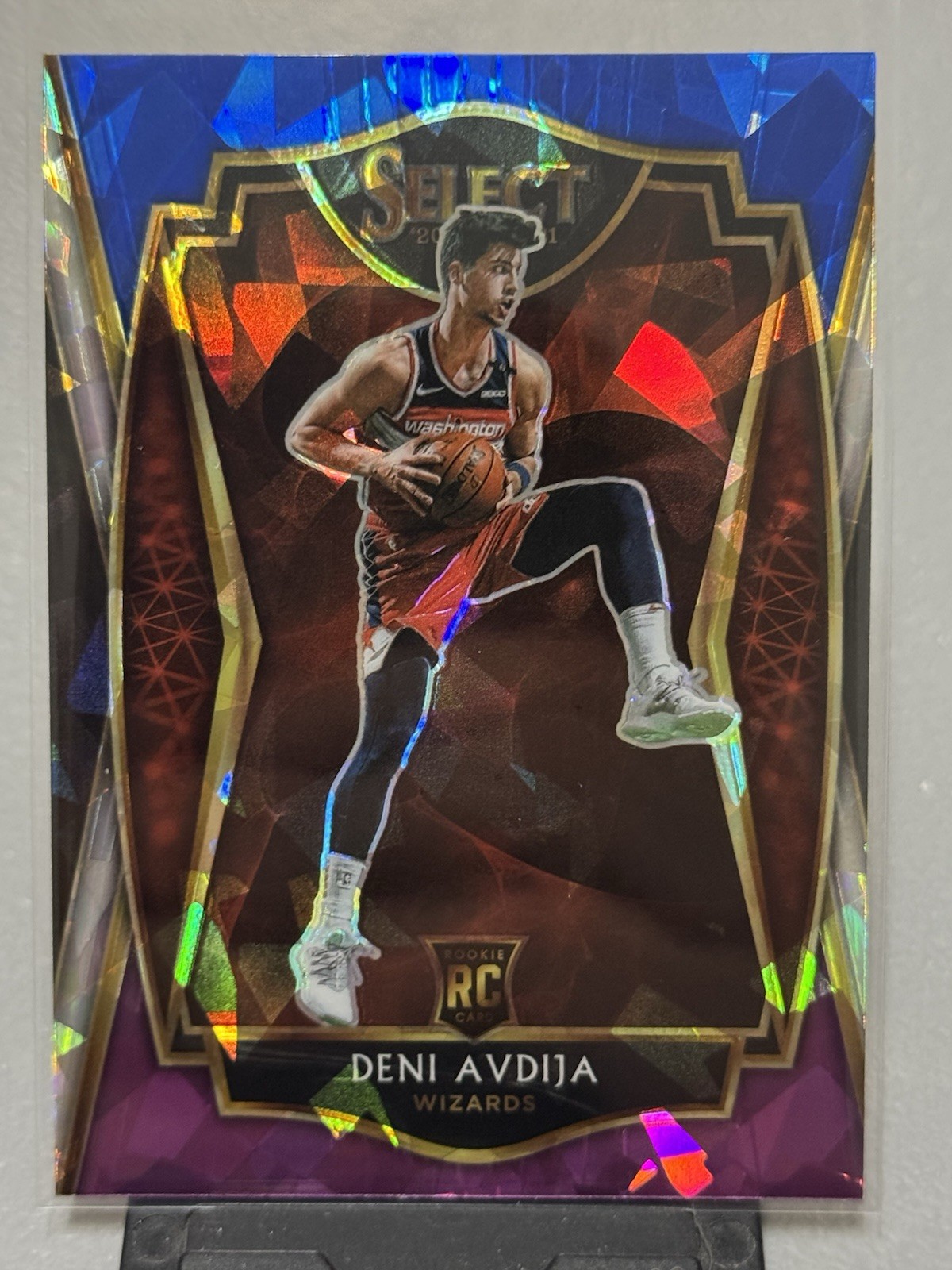 2020-21 Select Blue White Purple Cracked Ice #180 Deni Avdija Rookie RC Wizards