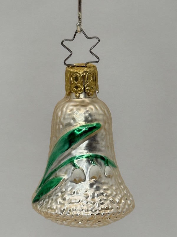Vtg Inge Glas German Mouth-blown Glass Bell Lily Of Valley Ornament Handpainted