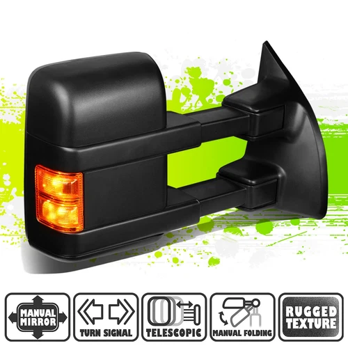 Black Manual Side Tow Mirror LED Turn Signal Right for F250-550 Super Duty 08-16