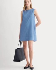 Everlane The Shift Dress in Stretch Linen Bluebell Size 6 NWT