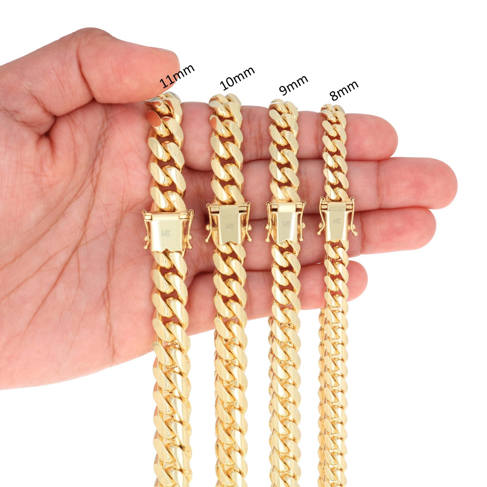 14K Yellow Gold Solid 2.7mm-11mm Miami Cuban Chain Necklace Mens Womens 16"-30" image 6