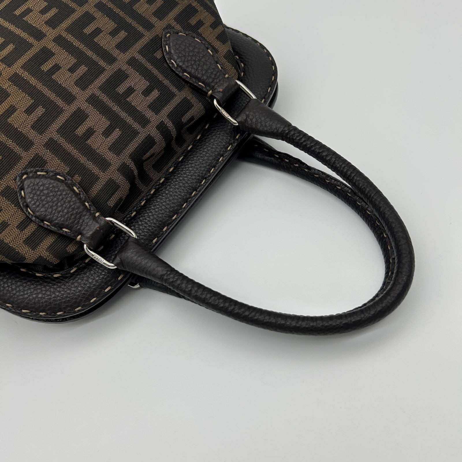 FENDI Shoulder Bag Brown Mamma Roman Leather Zucca Pattern Women From Japan thumbnail 11