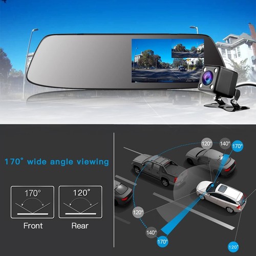 TOGUARD 1080P Espejo Dash Cam 4.3" IPS Vista Trasera Coche Cámara de Retroceso Pantalla Táctil - Imagen 5 de 7