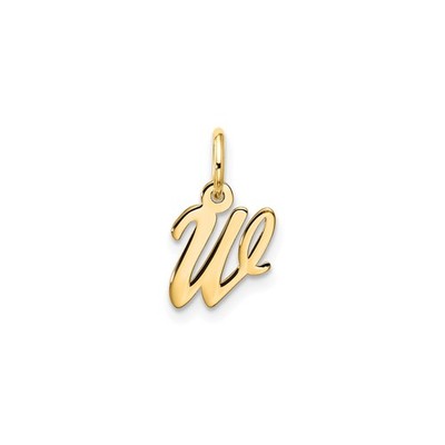 10k Gelbgold Schrift Anhänger Kursive Einheit Charm Poliert Minimalistisch Schmuck