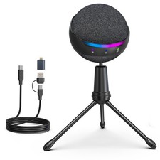 Podcast USB Microphone for PC/Mac/iPhone, Cardioid Condenser Mic with Noise R...