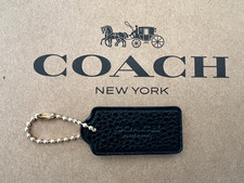 COACH Logo New York Hang Tag Charm Purse w Chain Pebble Leather 1.75'' x 0.75"