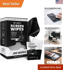 150 Pre-Moistened Microfiber Wipes for TVs, Laptops  Smartphones - Streak-Free