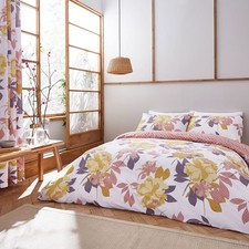 Catherine Lansfield Elina Floral Easy Care Duvet Cover Set Reversible Bedding